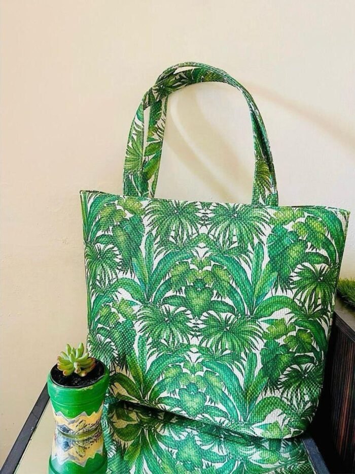 Forest Green Floral Tote